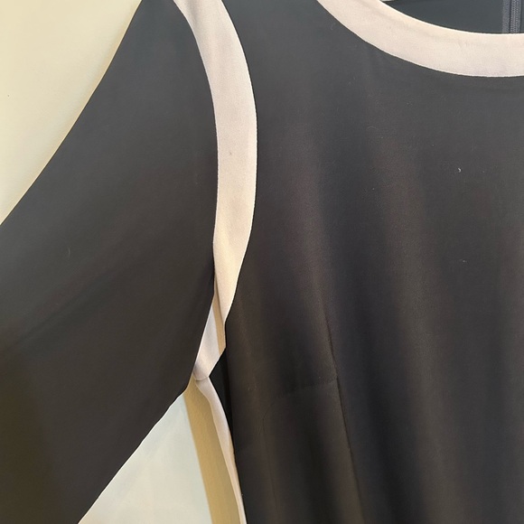 Chaps Women’s Black And White 3/4 Sleeve Midi Dress Formal Size 16W - Picture 3 of 5